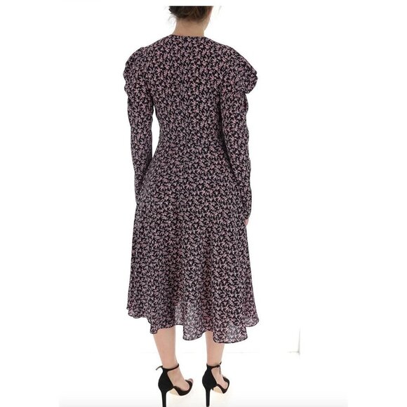 Philosophy Di Lorenzo Serafini Printed Midi Floral Pink Silk Dress SZ 0 - Picture 2 of 12